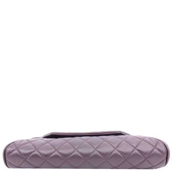 Chanel  Fold Up Again Quilted Lambskin Leather Clutch Purple - Picture 9 of 11